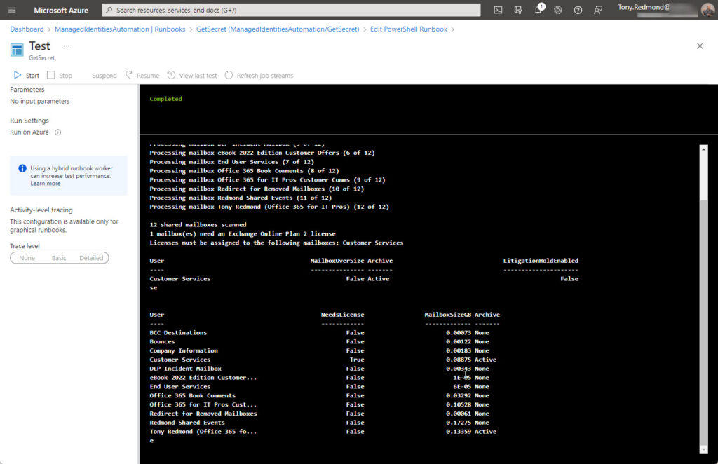 Running a script using the Exchange Online V2 PowerShell module in Azure Automation

Azure Automation managed identity