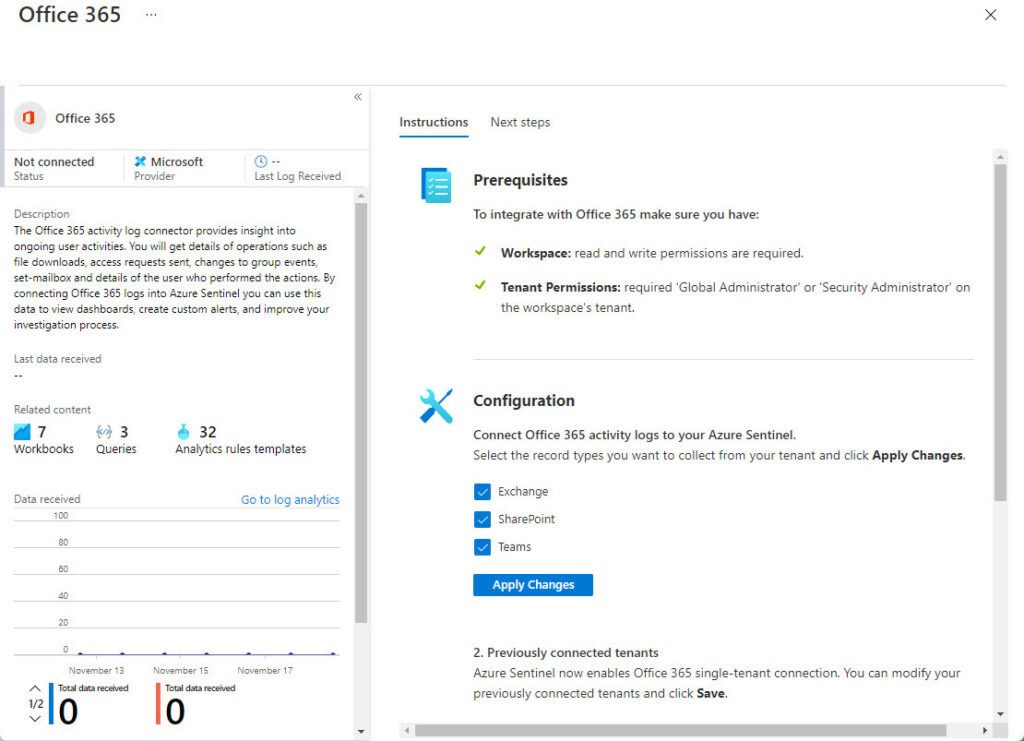 Configuring the Office 365 workbook