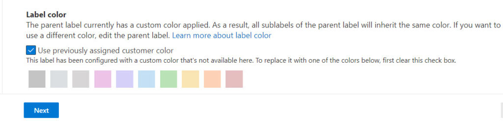 Custom colors for sensitivity labels can't be edited in the Purview Compliance portal