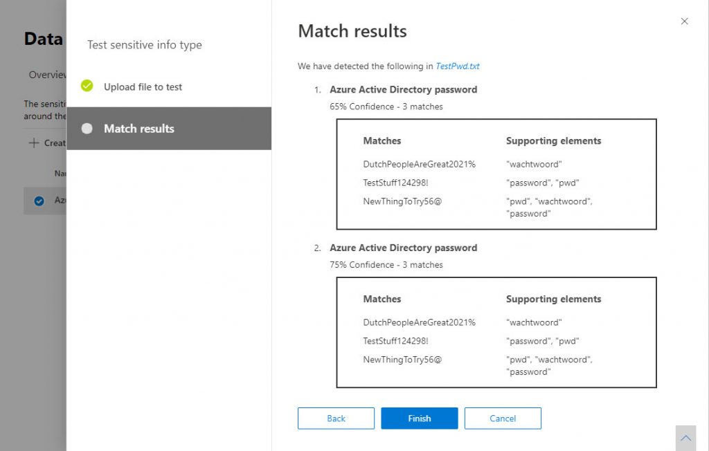 Testing a custom sensitive information type