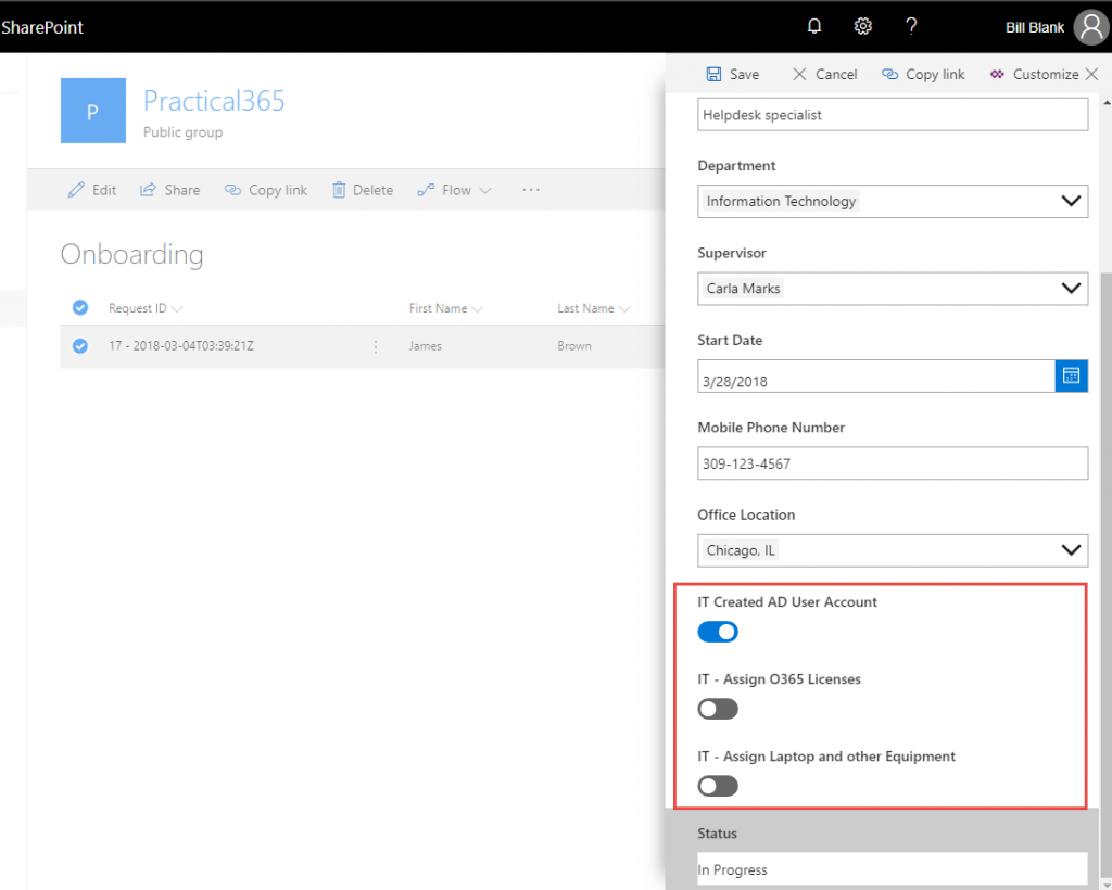 Automating New User Account On-boarding Using SharePoint Online, Flow, and PowerApps