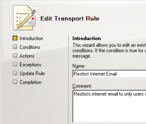 Restricting outbound email with Exchange Server 2007 Transport Rules