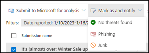 Figure 4: Sample Administrator designation in the User Submissions interface.