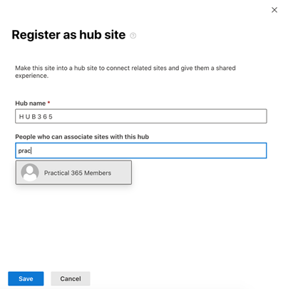 Register as a hub site