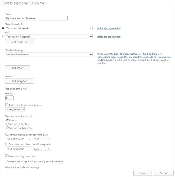 “Right to Disconnect” &#8211; Implementing a Timed Disclaimer in Exchange Online with Azure Automation