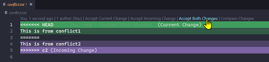 VS Code Conflict Resolution