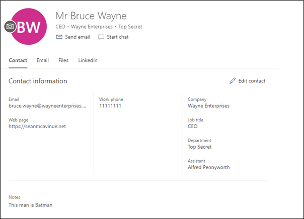 Prepopulating Outlook Contacts with the Graph API